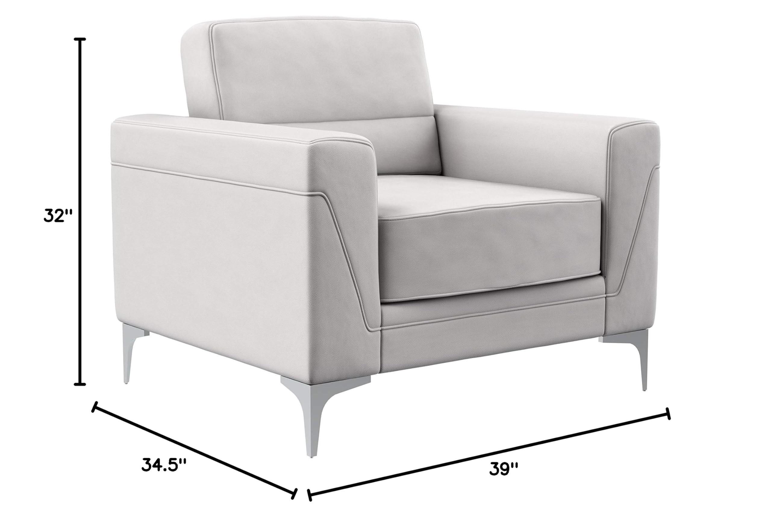 Global Furniture USA Suzie Light Grey Accent Chair - Stylish & Comfortable Living Room, Bedroom, or Office Seating
