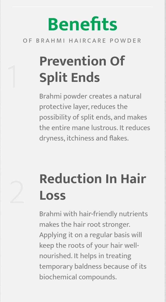 Parijata Herbs Brahmi Powder for Hair Growth & Scalp Health - 100g Organic Ayurvedic Supplement - Promotes Thicker, Stronger Hair Naturally - Ideal for Daily Hair Care Routine & Holistic Wellness