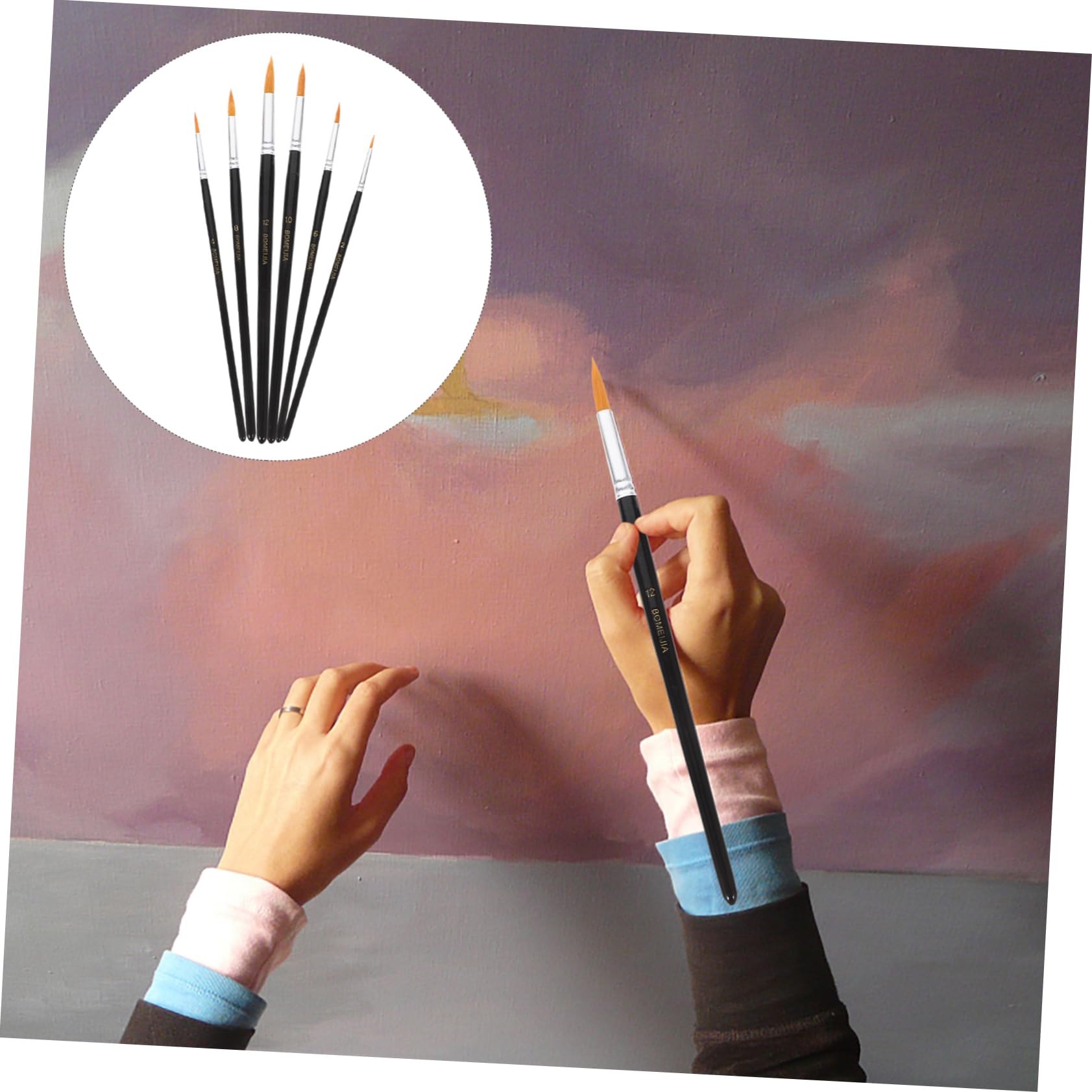 Wakauto 6pcs Nail Art Detail Brush Set - Professional Acrylic Painting Brushes for Fine Art Drawing, Oil & Gouache Painting - Extra Fine Nylon Bristles for Beginners & Artists - Perfect for Nail Design, Miniature Models & Canvas Art