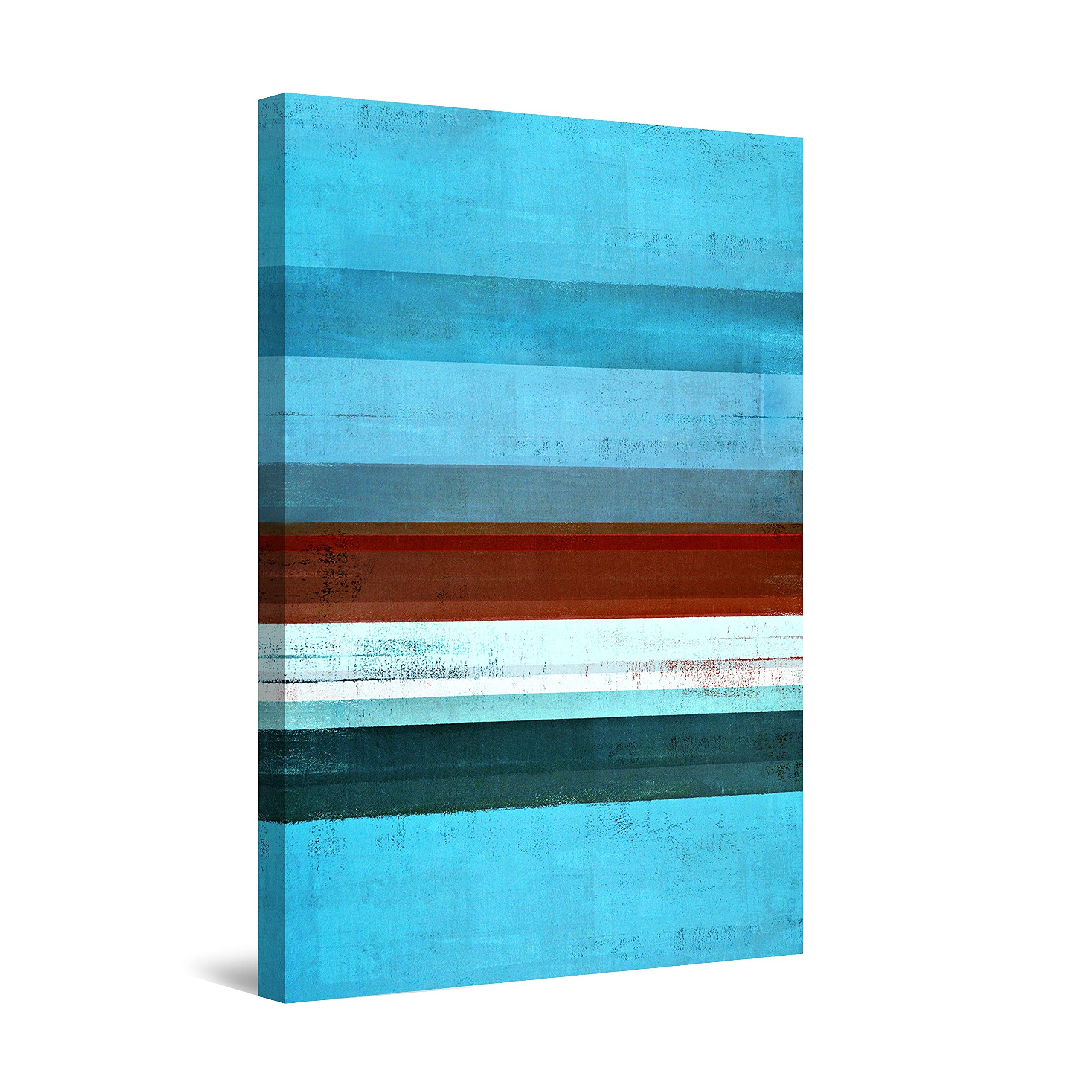 Abstract Minimalist Turquoise Canvas Wall Art - 32x48 Inch Modern Painting for Living Room, Bedroom & Office Decor | Handmade Stretched Framed Ready to Hang