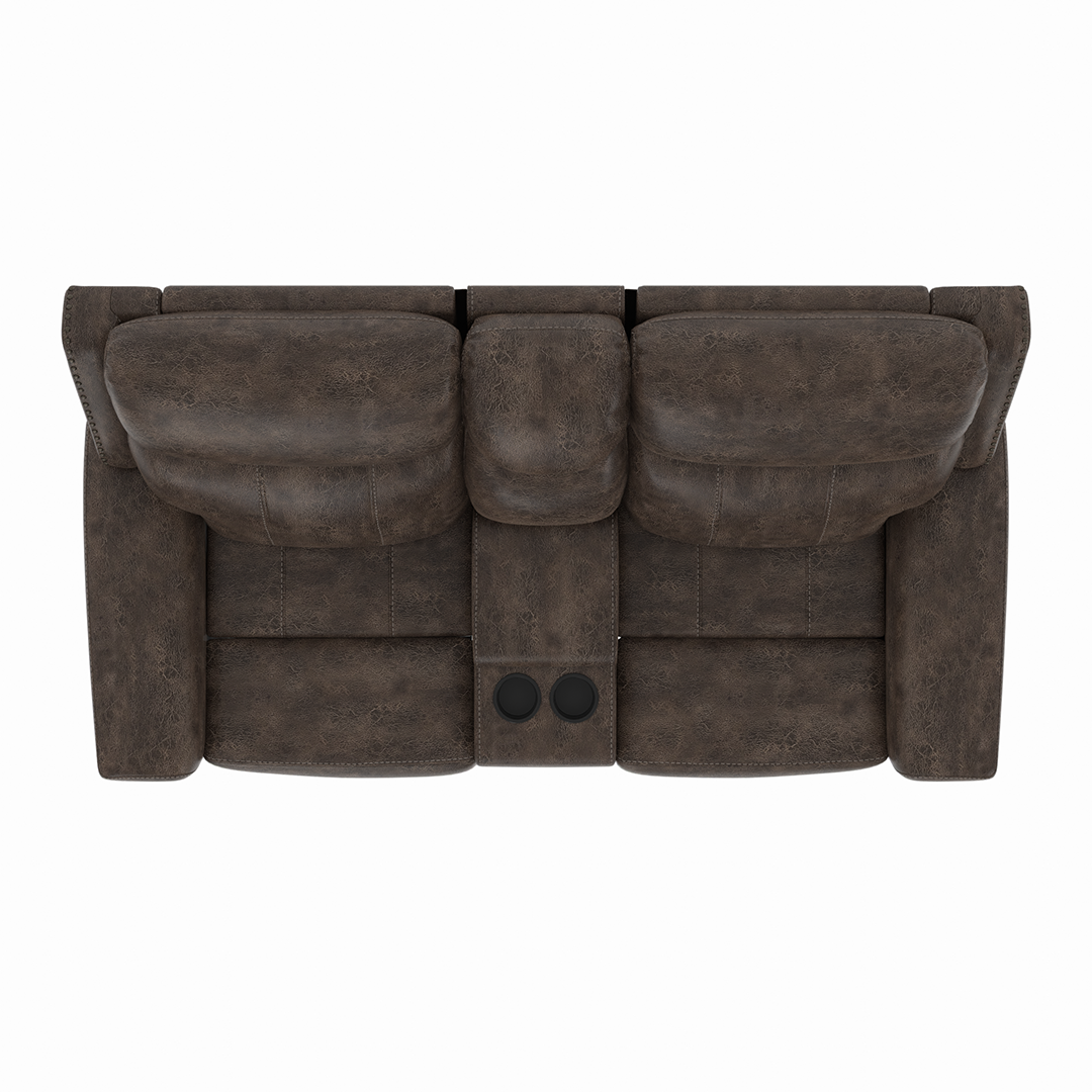 Quade Manual Reclining Loveseat with Console - Comfortable 2-Seater Recliner Sofa with Cup Holder for Living Room, Home Theater & Small Spaces