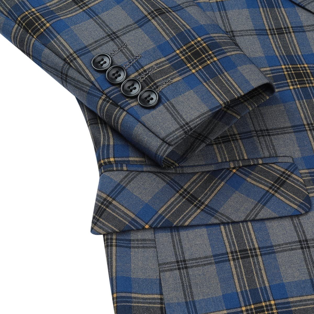 Cloudstyle Men's 3-Piece Plaid Suit Set | Modern Fit Jacket, Tuxedo Blazer, Vest & Pants | Formal Wear for Weddings, Business & Special Occasions