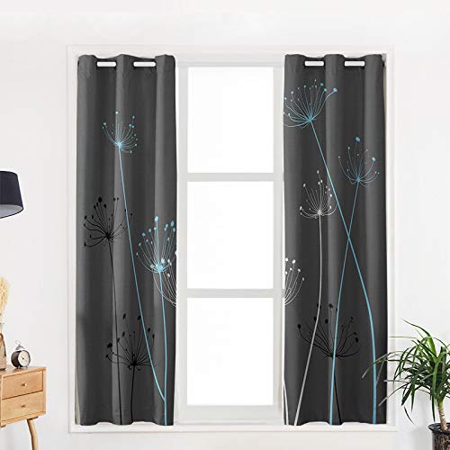 Grey Thistle Dandelion Grommet Curtains 27.5x39