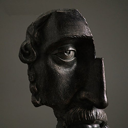 Abstract Half Face Beard Statue - Modern Home Decor & Thoughtful Gift for Men | Office Desk, Living Room, Bookshelf Decoration | Black Sculpture Art Piece