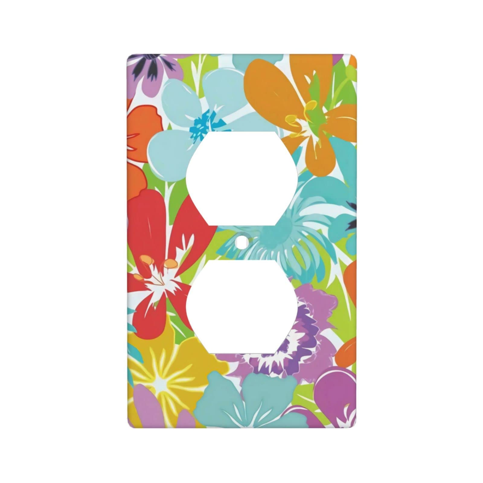 ZTUOECV Decorative Flower Light Switch Cover - Blue, Purple, Red Wall Plate for Duplex Outlet | 1 Gang Home & Kitchen Accessories | Perfect for Bedroom, Living Room & Office Decor (PHOI511)