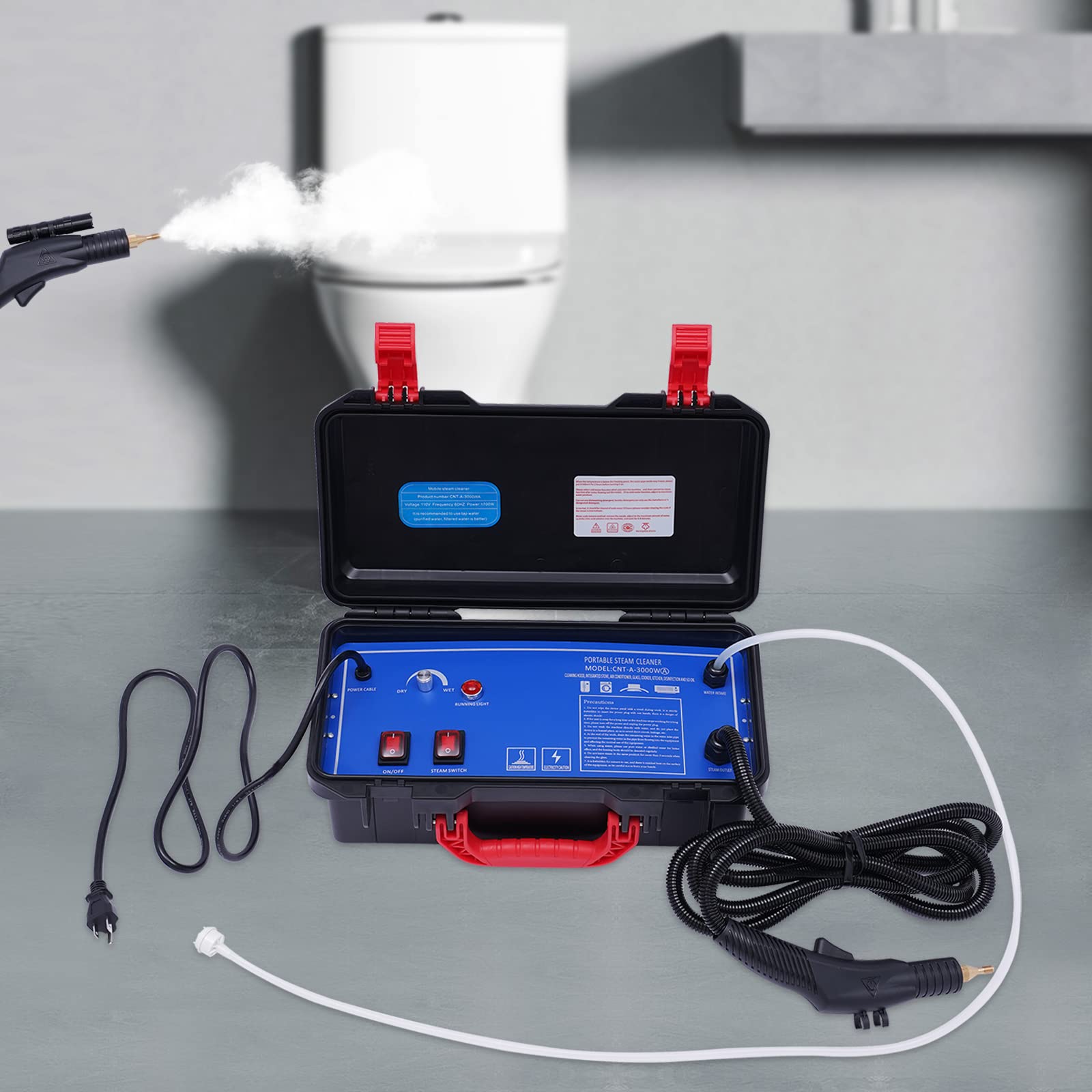 Portable Steam Cleaner 110V 1700W - High Pressure Commercial Steam Cleaning System with 5Bar Pressurized & 360° Cleaning - Handheld Steam Cleaner for Kitchen, Car, Home, Office (Electromagnetic Pump) - Perfect for Deep Cleaning Appliances, Upholstery & Hard Surfaces