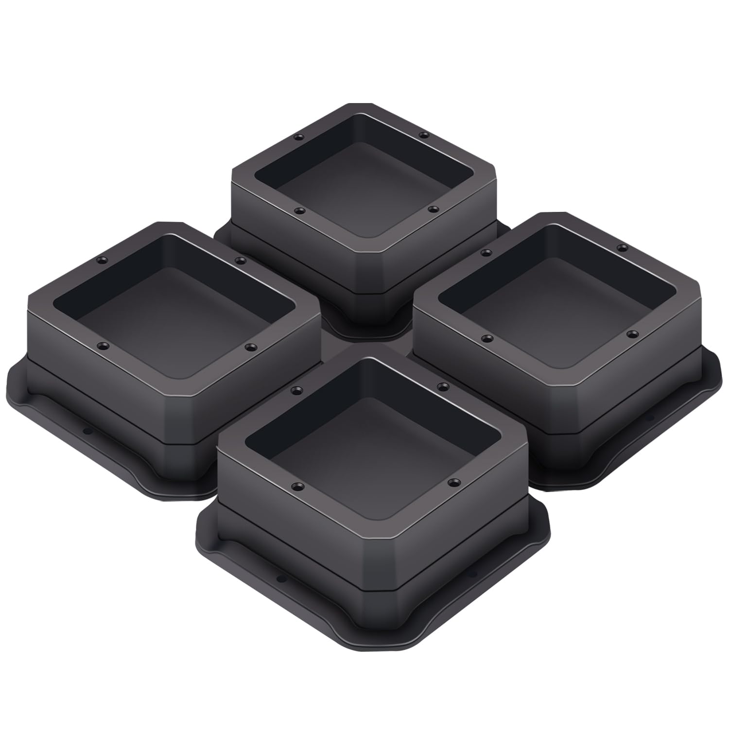 Heavy Duty 1 Inch Bed Risers - Sturdy Bed Frame Lifts for Table, Couch & Dorm Use - Black - Perfect for Extra Storage Space & Adjustable Height (Set of 4)
