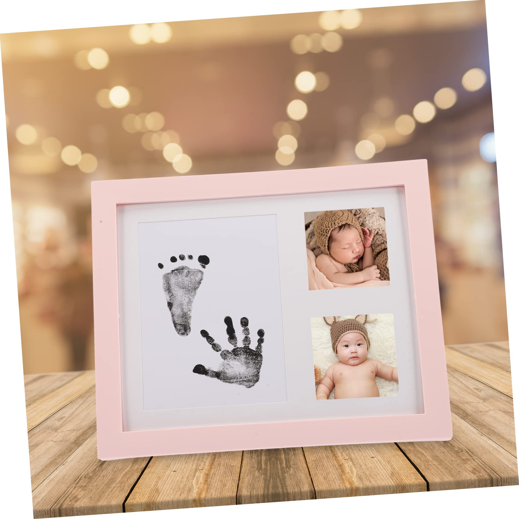 iFundom 2-Pack Baby Growth Photo Frame Set - Ink Handprint & Footprint Keepsake for Newborns, Shower Gift, Nursery Decor (Black Plastic) - Perfect for Baby Showers, First Birthdays & Milestone Memories