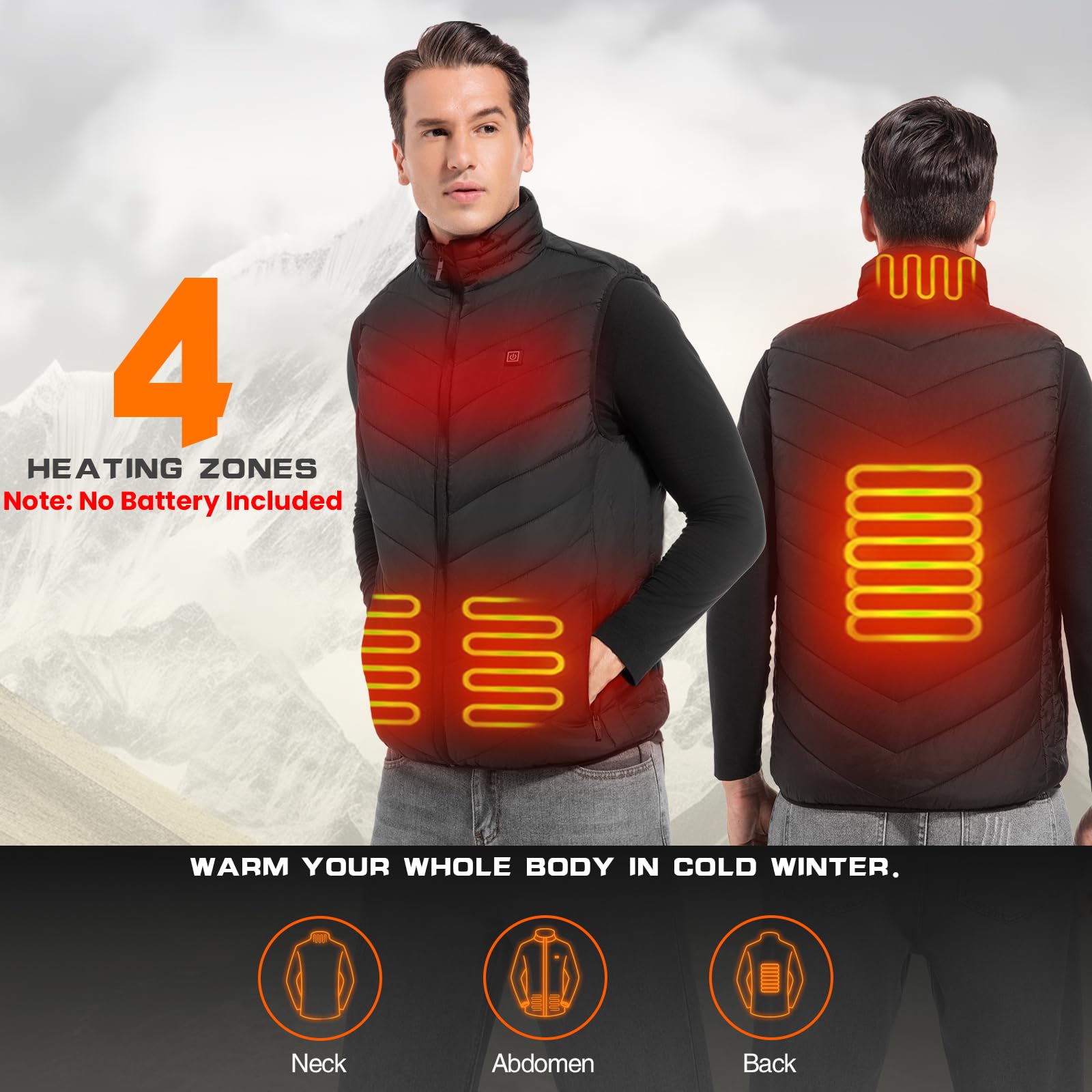 XINSONYUELL Heated Vest for Men & Women - Electric Winter Heating Vest with Smart Warming Technology (Battery Not Included) | Perfect for Outdoor Activities, Hiking, Camping & Cold Weather Commutes