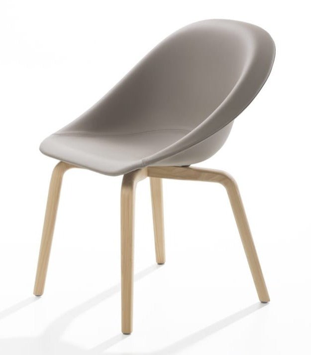 Karim Rashid Hoop Side Chair with Wood Base & Upholstered Seat - Modern Dining Room, Living Room, or Office Accent Chair