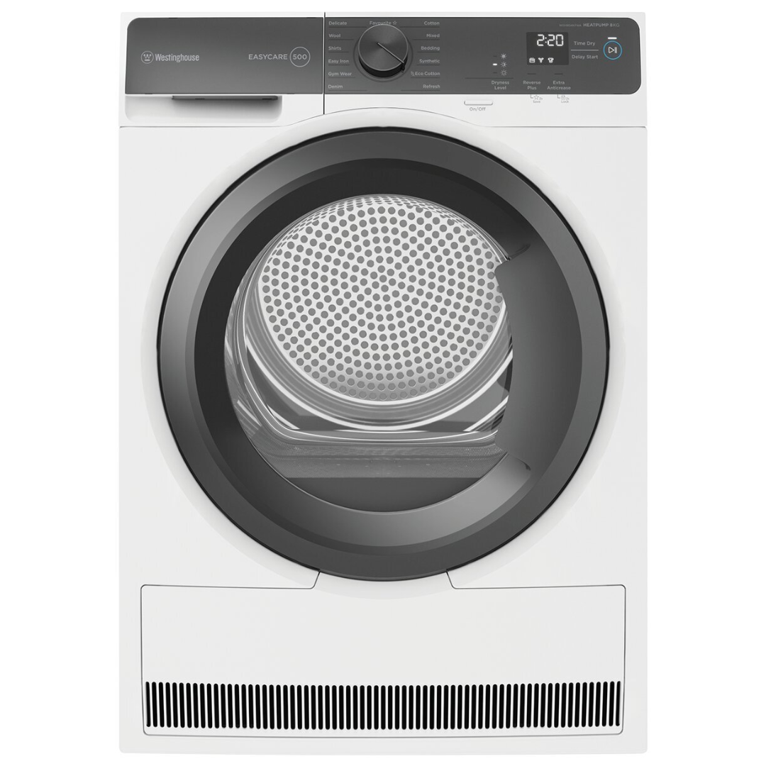 Westinghouse WDH804N7WA 8kg Heat Pump Dryer - Energy Efficient, Quiet Operation & Gentle Fabric Care for Home Laundry | Perfect for Apartments & Small Spaces
