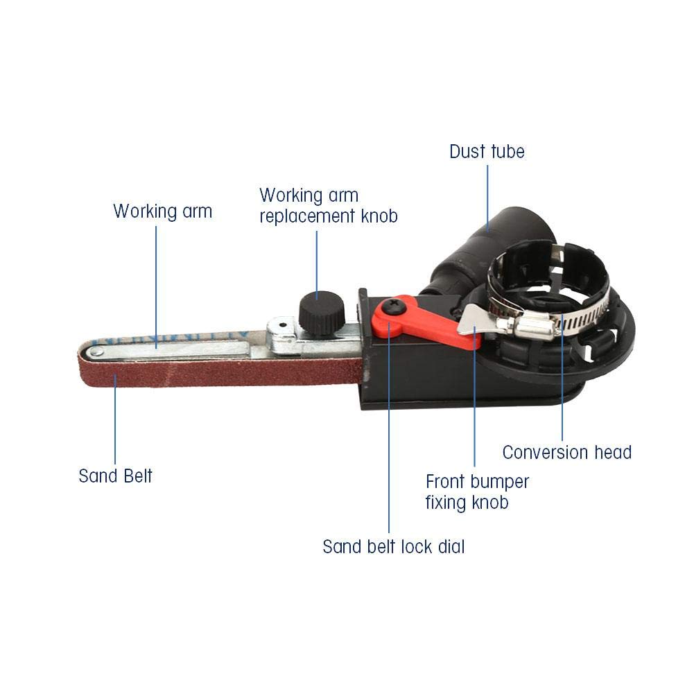 ZJDYDY M10 Mini Belt Sander Sanding Head Adapter for Electric Angle Grinder - Perfect for Woodworking, Metal Polishing & DIY Projects