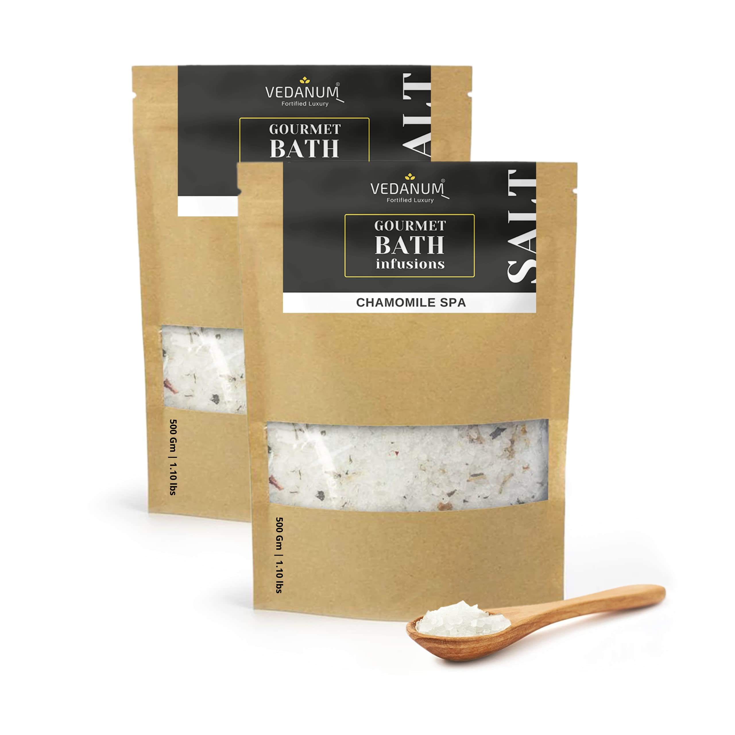 Vedanum Fortified Aromatic Epsom Bath Salt with Pure Chamomile & Minerals - Muscle Relaxation, Skin Care & Pain Relief - 1KG Pack for Spa, Home Bath & Stress Relief