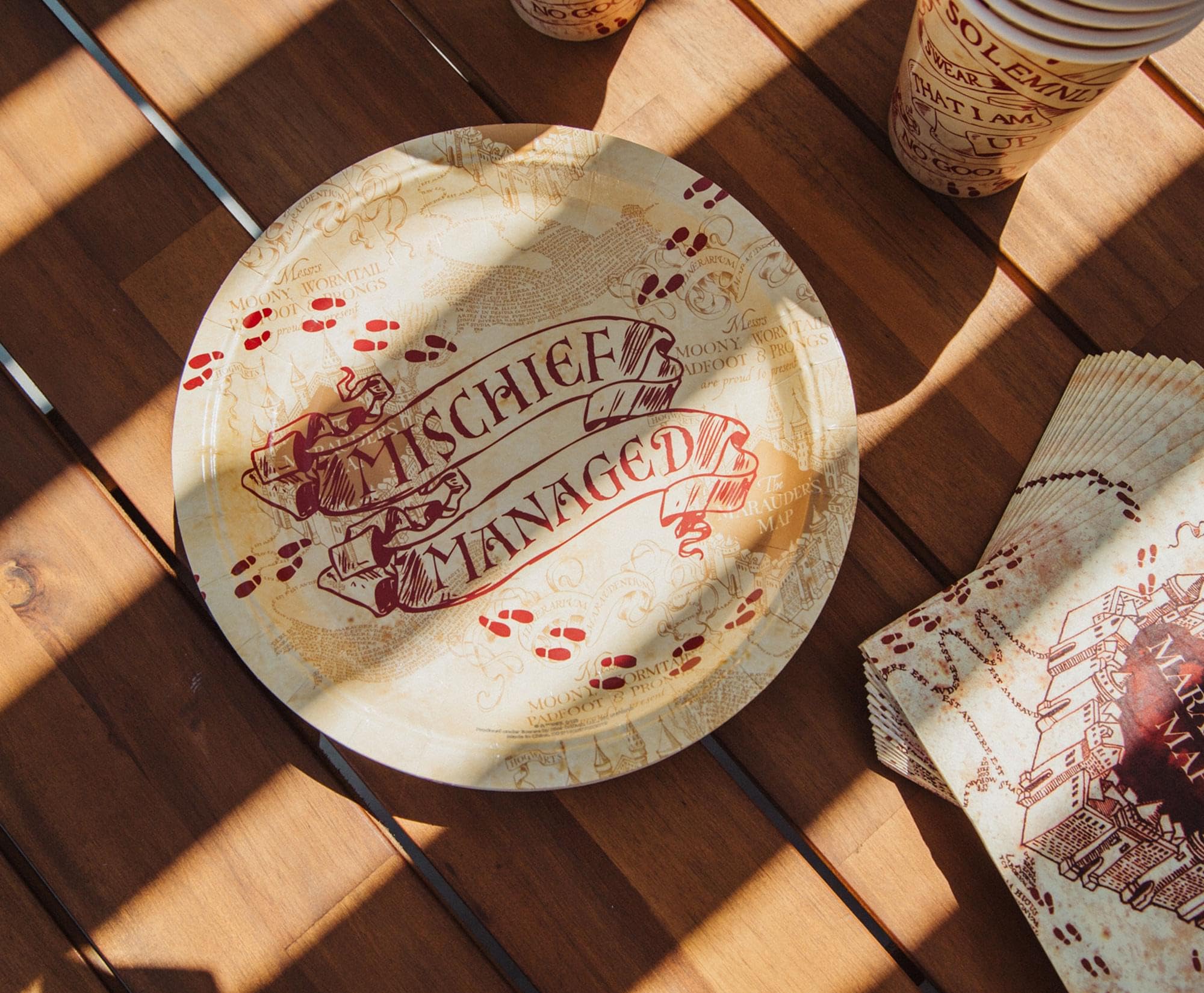 Harry Potter Mischief Managed Party Tableware Set - 60 Piece Paper Plates, Cups & Napkins for Birthday Parties, Movie Nights & Themed Events - Yellow