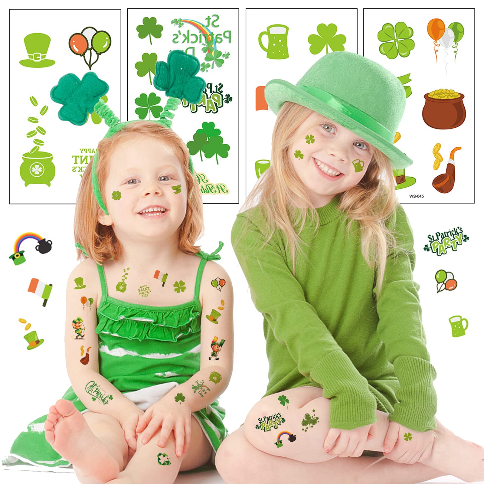 20 Unique St. Patrick's Day Shamrock Tattoos for Kids - Irish Themed Temporary Face Tattoos for Parades, Parties & Festive Decorations - Perfect for St. Paddy's Day Celebrations & Celtic Events