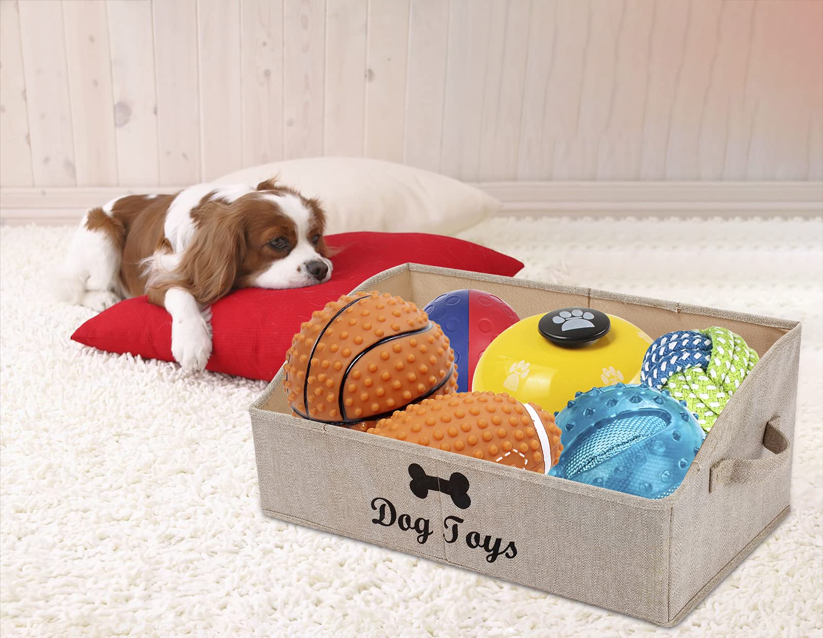 Morezi Dog Toy Storage Basket - Organizer for Pet Toys, Blankets, Leashes & Chew Toys - Perfect for Living Room, Playroom, Closet or Shelf - Snow Brown Gift Basket for Dogs - Great for Home Organization & Pet Play Areas