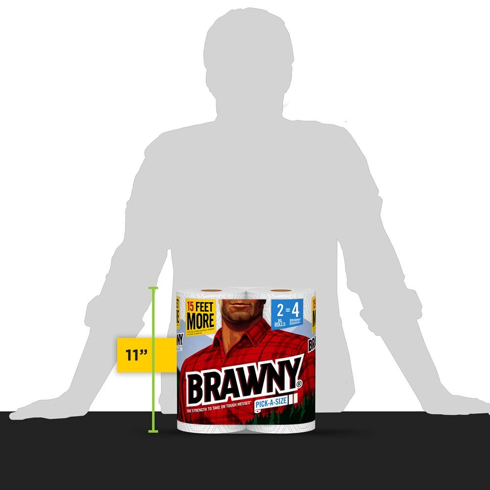 Brawny Paper Towels - 2 XL Rolls (2=4 Regular Rolls) | Pick-a-Size | Ultra Absorbent & Strong | Perfect for Kitchen Cleaning, Spills & Household Use