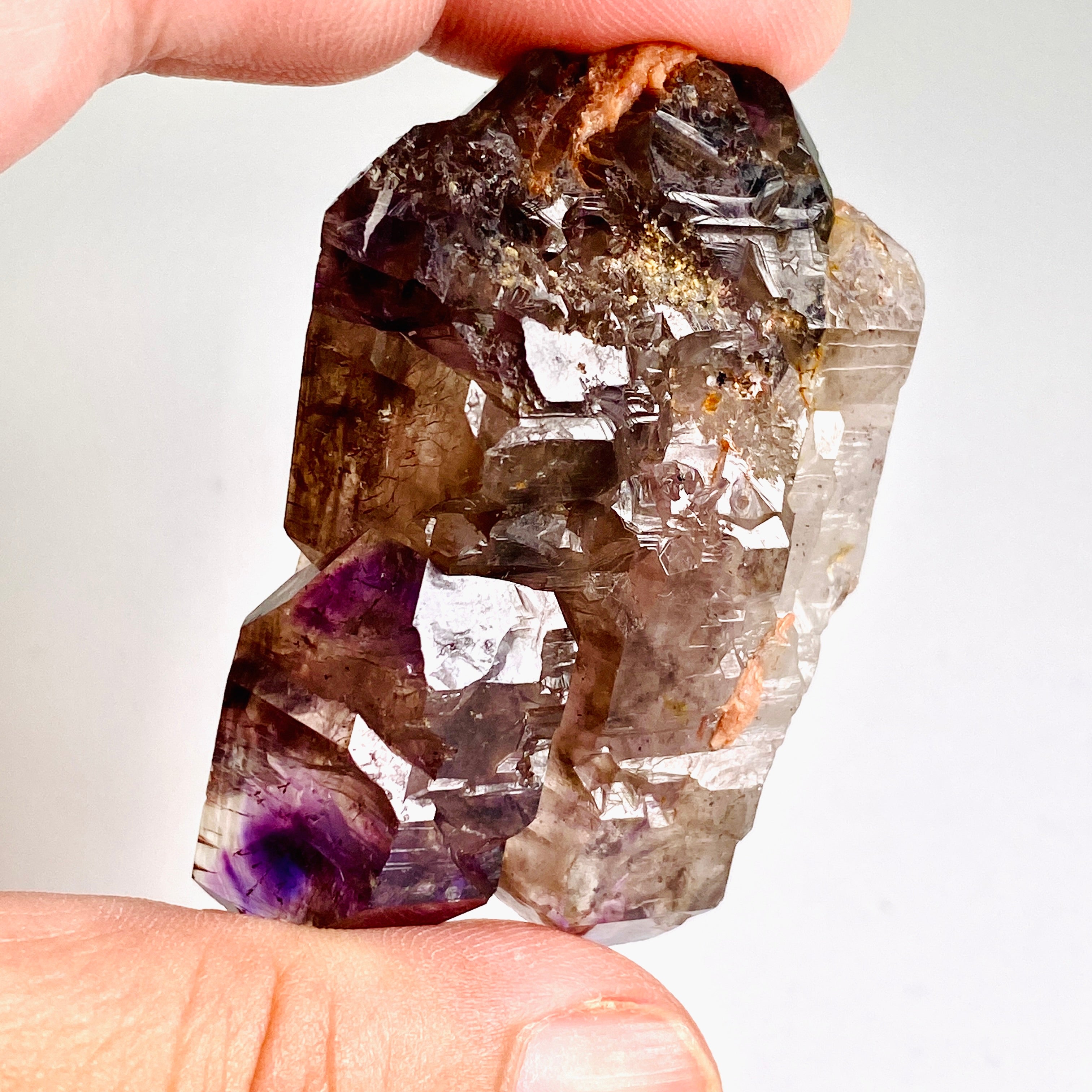 Natural Smokey Amethyst Elestial Crystal with Unique Inclusions - Similar to Super Seven & Brandberg (CR3725) - Perfect for Meditation, Energy Healing & Crystal Collection