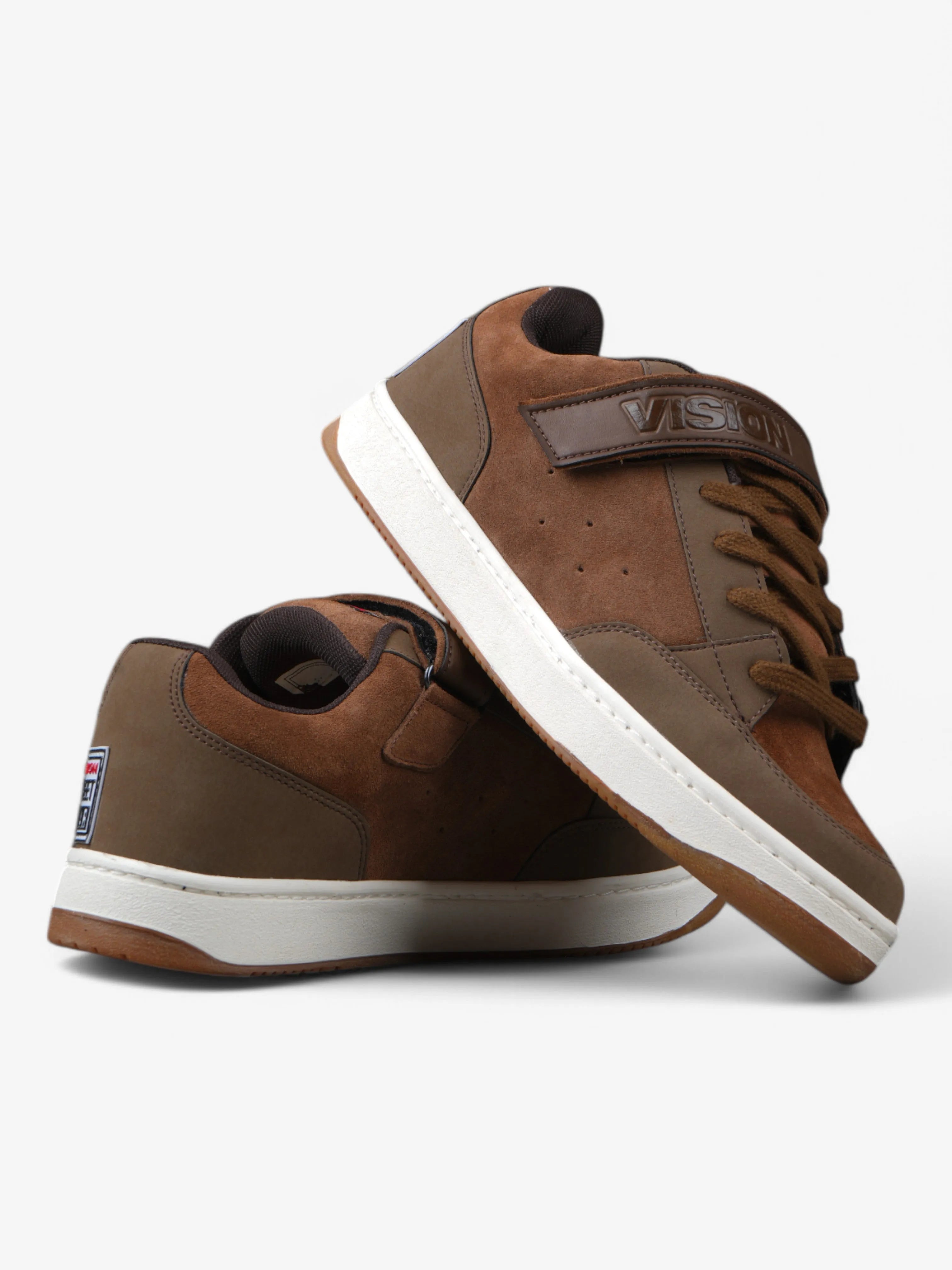 Vision Street Wear MC1400 Low Top Skate Shoes for Men - Brown Suede Sneakers for Casual Wear & Skateboarding