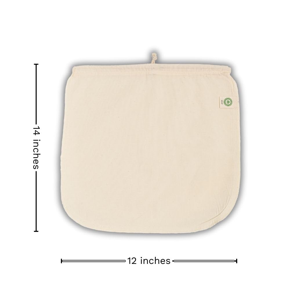 Organic Unbleached Cotton Nut Milk Bags - Reusable BPA-Free Almond Milk Strainer, Oat Milk Filter Bags for Juicing & Plant-Based Milk Making - Set of 3 Large 14