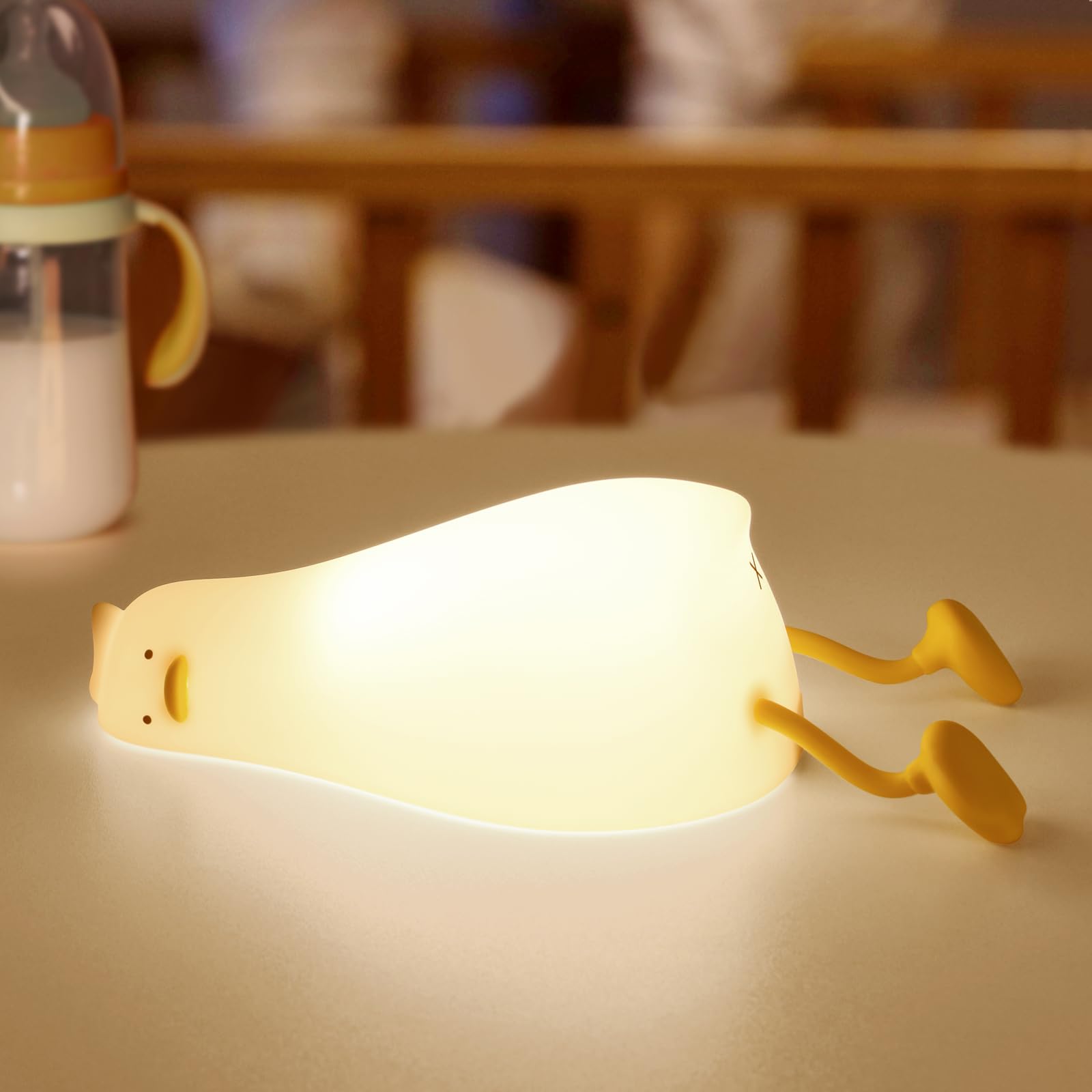 GEAMSAM Rechargeable LED Squishy Duck Night Light - Cute Silicone Dimmable Nursery Lamp, Touch Control Bedside Light for Baby Room, Breastfeeding & Kids Bedroom Decor | Perfect for Night Feeding, Relaxation & Soothing Baby to Sleep