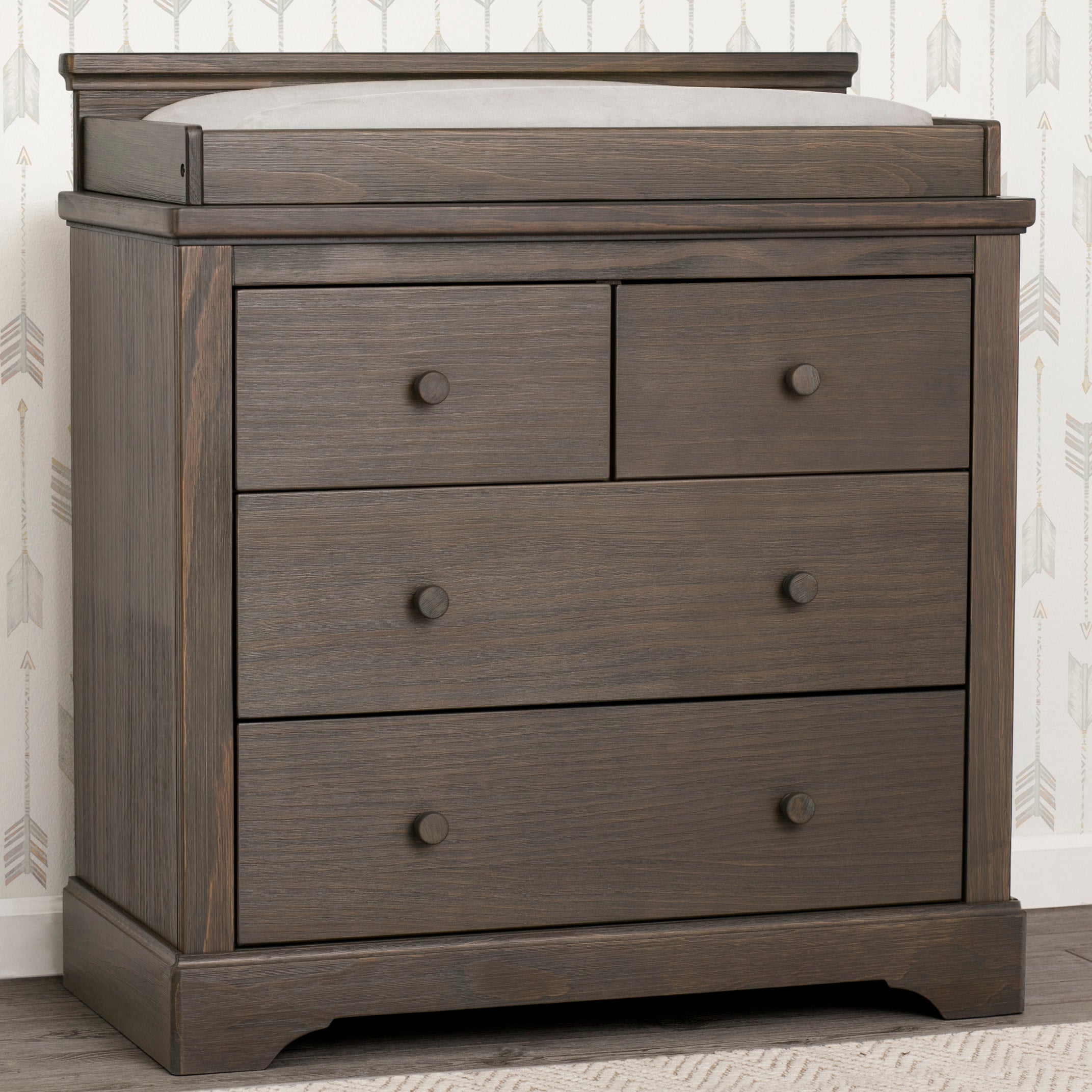 Paloma 4-Drawer Baby Dresser with Changing Table Top | Sturdy Nursery Storage with Interlocking Drawers | Perfect for Baby Room Organization & Diaper Changing Station