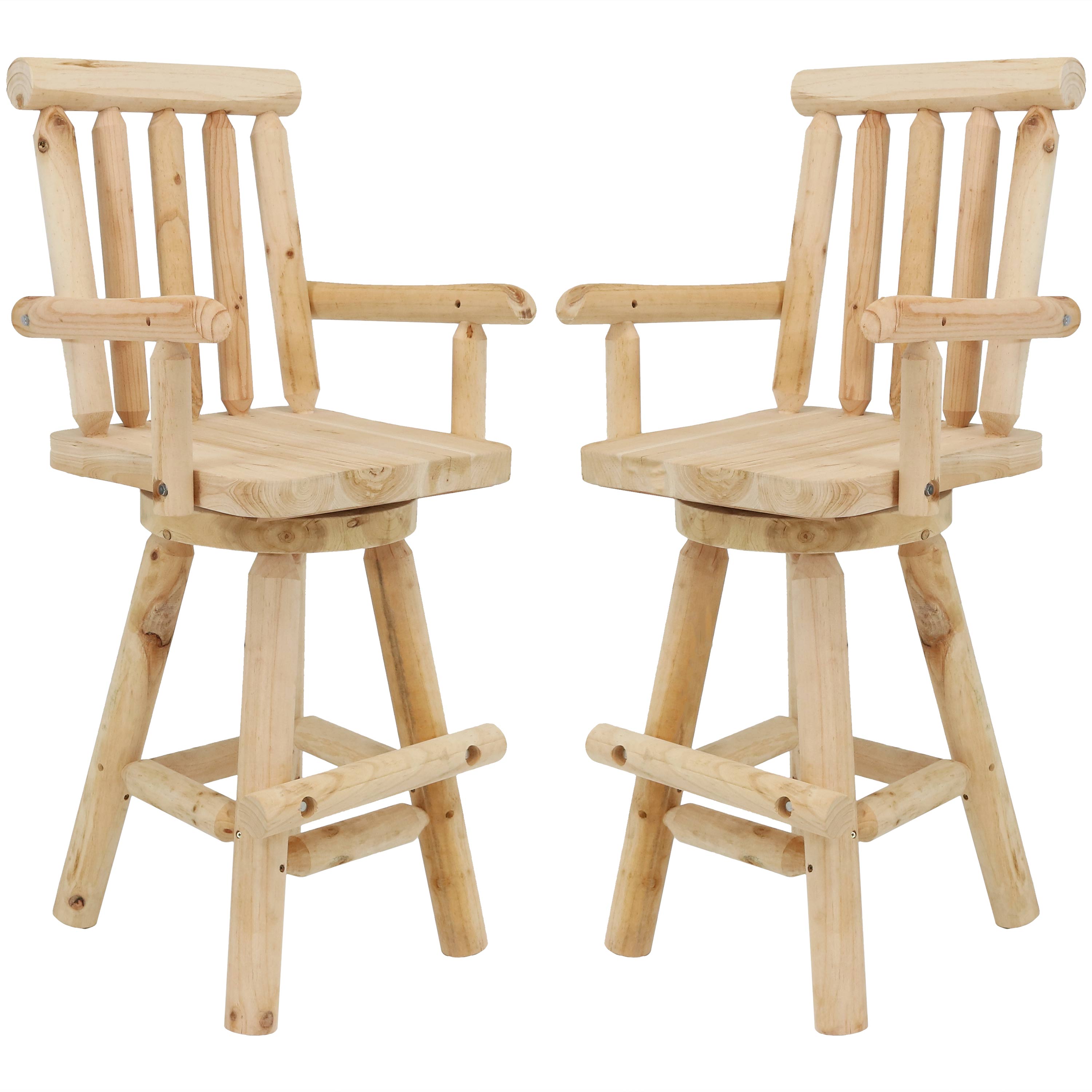 Rustic Outdoor Bar Stool - Log Cabin Style Bar Height Stool 42