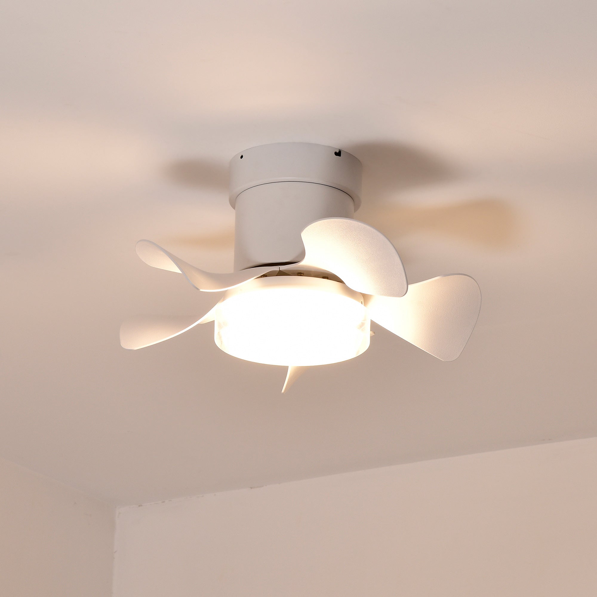 21 Inch DC Motor Ceiling Fan with Remote Control - 3 Color Temperature LED Light, Ultra Quiet & Powerful - Perfect for Kitchen, Bedroom, Dining Room, Bathroom & Patio (Matte White) - Ideal for Small Spaces & Energy Efficient Cooling