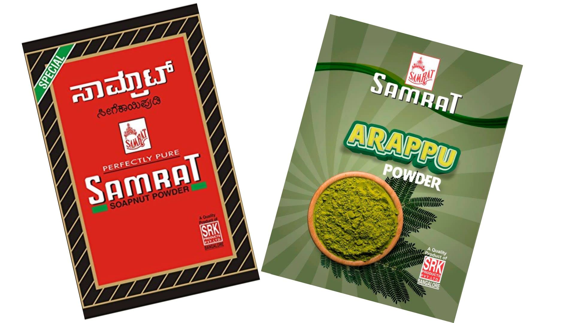Organic SAMRAT Shikakai Powder 500g & Arappu Powder 400g Combo Pack for Hair Care - Natural Ayurvedic Herbs for Hair Growth, Dandruff Treatment & Scalp Health | Perfect for DIY Hair Masks & Traditional Hair Wash