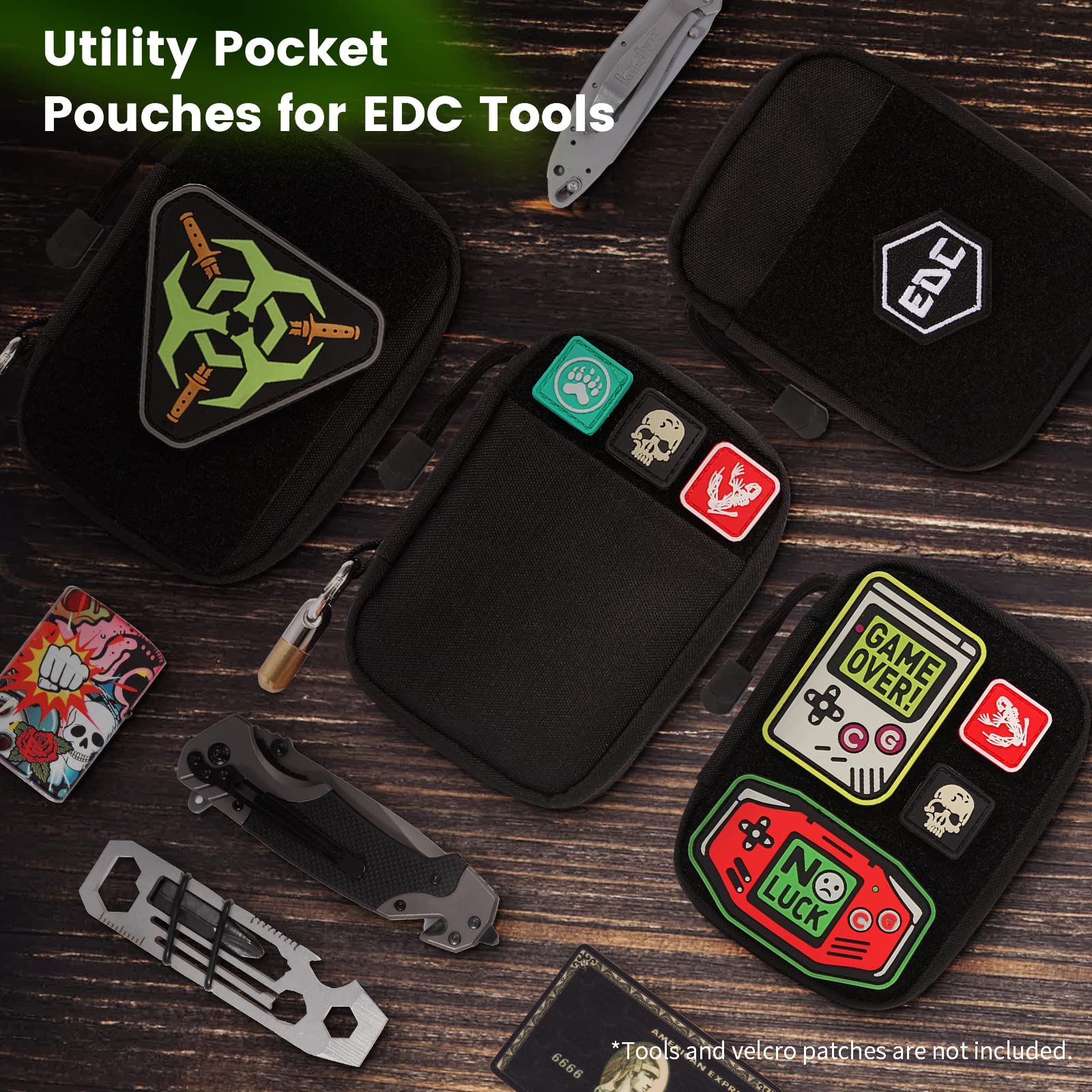Durable Nylon EDC Organizer Pouch with Hook & Loop Closure - Compact Gear Storage for Everyday Carry, Travel, Hiking & Tactical Use