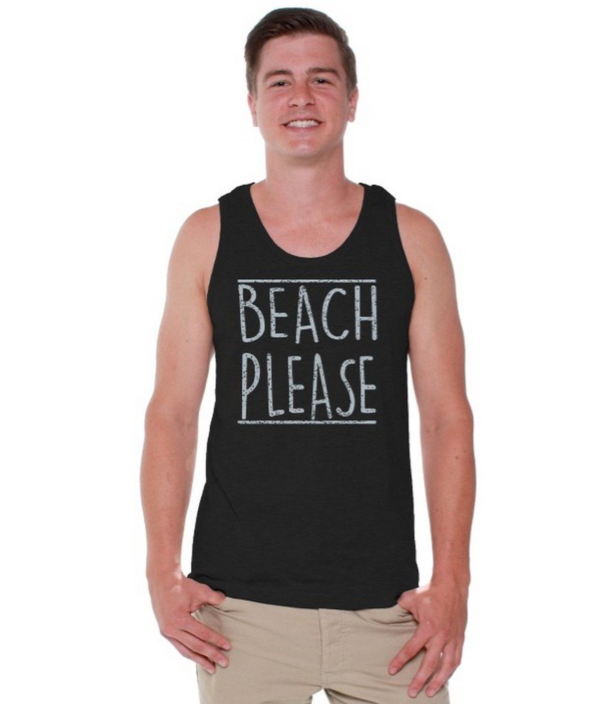 Awkwardstyles Men's Beach Please Tank Top - Gray Athletic Workout Shirt for Gym & Summer | Cool Casual Wear for Beach, Running & Outdoor Activities