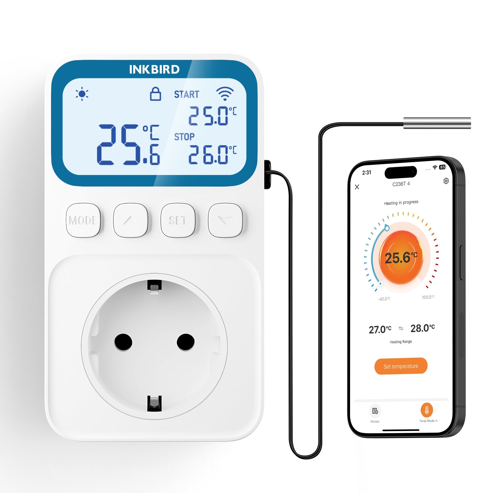 Precision Temperature Controller C236T for Home Brewing, Aquariums & HVAC Systems - Digital Thermostat with High Accuracy