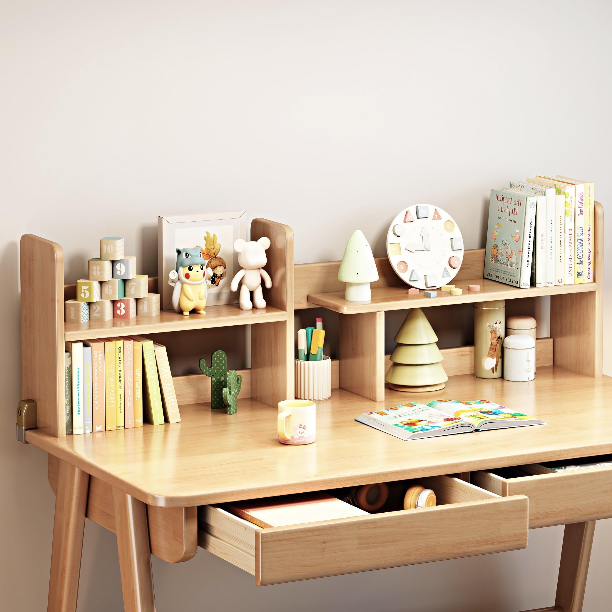 Rubberwood Kids Desk and Chair Set - Adjustable Learning Table & Chair for Children Ages 3+ | Perfect for Homeschooling, Drawing, Reading & Playtime Activities