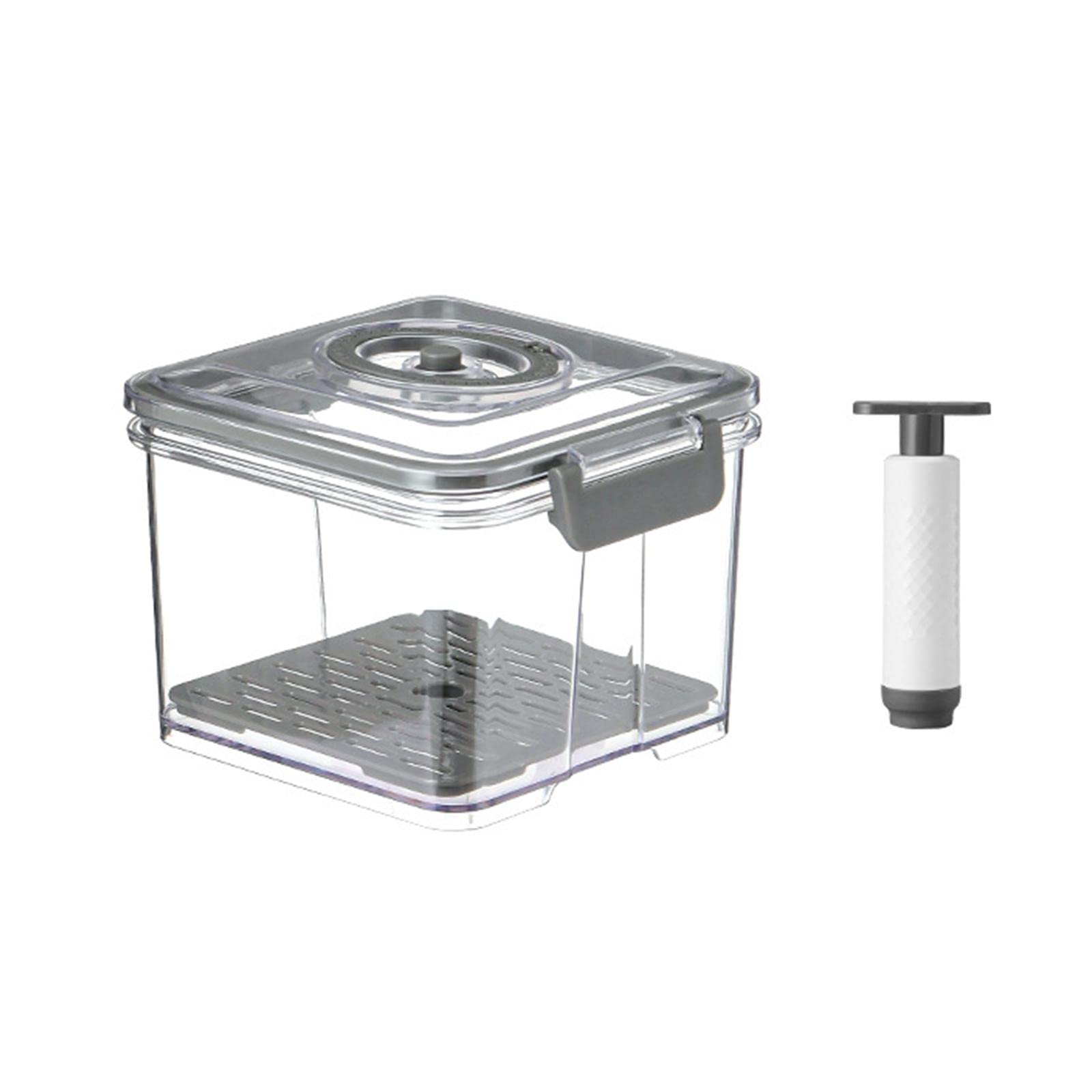 MagiDeal 1.5L Vacuum Sealer Container with Lid - Airtight Food Storage Organizer for Pantry, Kitchen, Freezer | Rectangle Food Preservation Bins for Meal Prep, Leftovers & Dry Goods (Grey)