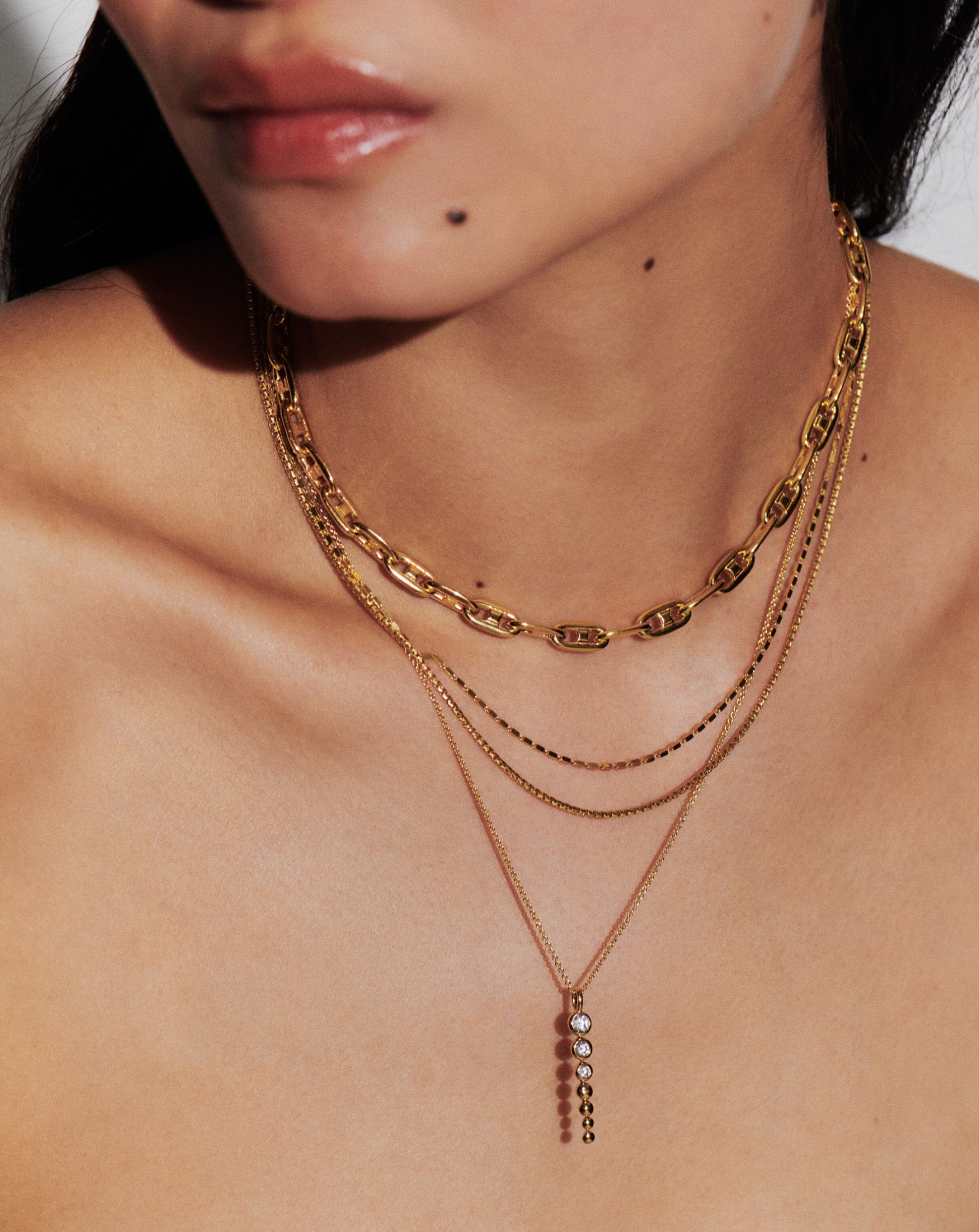 18k Gold Vermeil Double Chain Box Link Necklace for Women - Elegant Layered Jewelry for Everyday Wear, Date Night & Special Occasions
