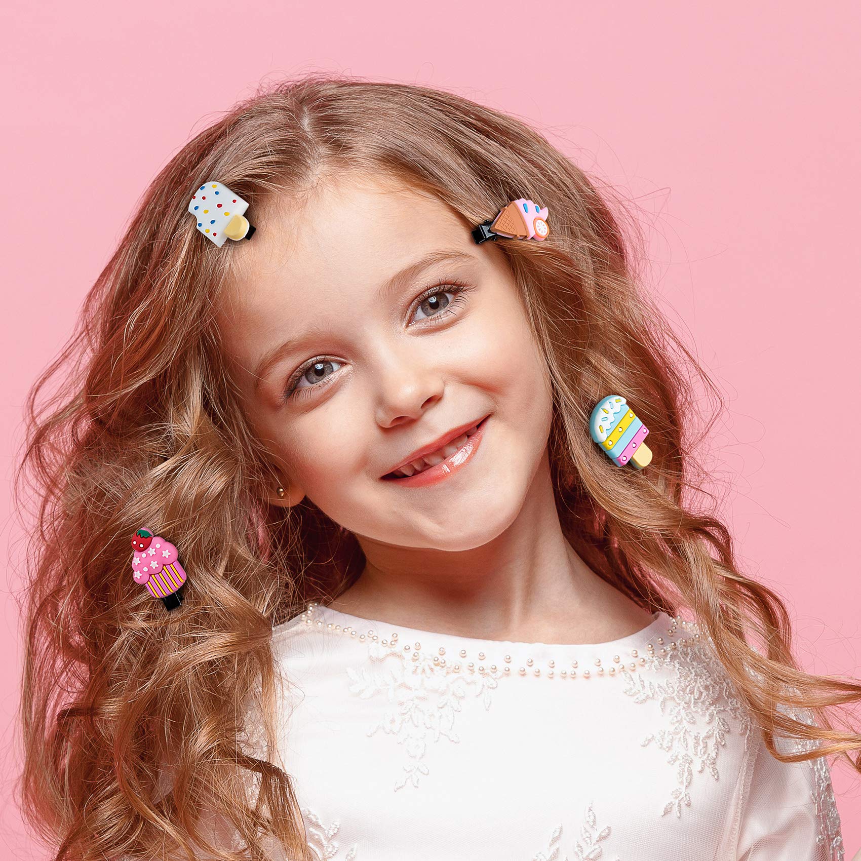 PAGOW 20PCS Cute Korean Style Hair Clips Set - Assorted Dessert Pattern Hair Accessories, Bow Ties & Headbands for Women & Girls | Perfect for Parties, Gifts & Daily Fashion Styling