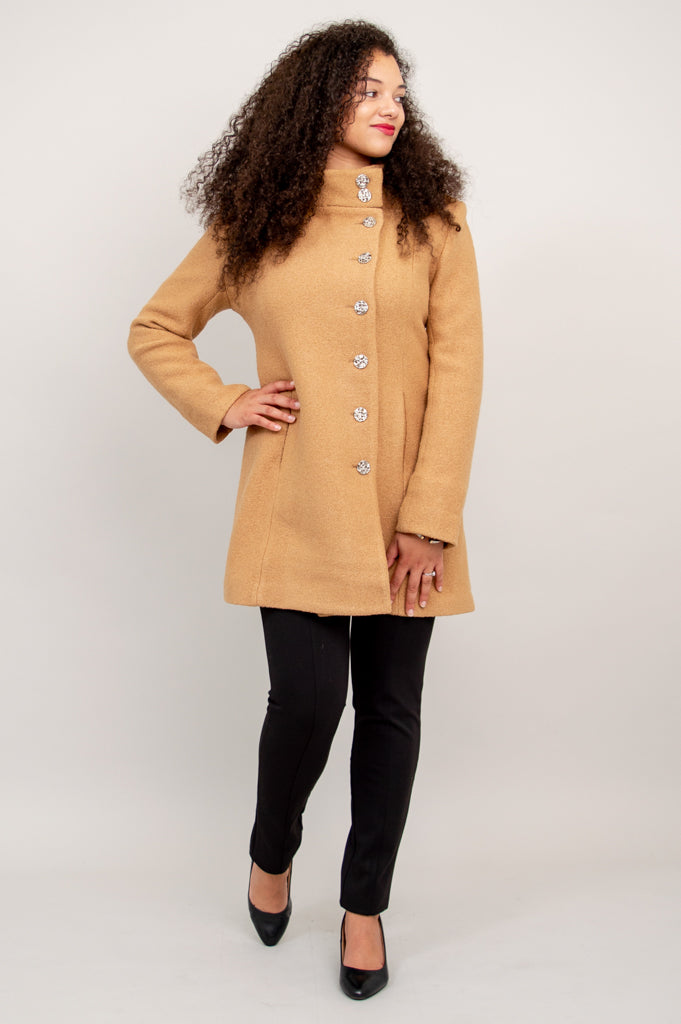 Premium Beige Wool Keston Coat for Women - Warm Winter Overcoat, Elegant Outerwear for Office, Dating & Casual Outings
