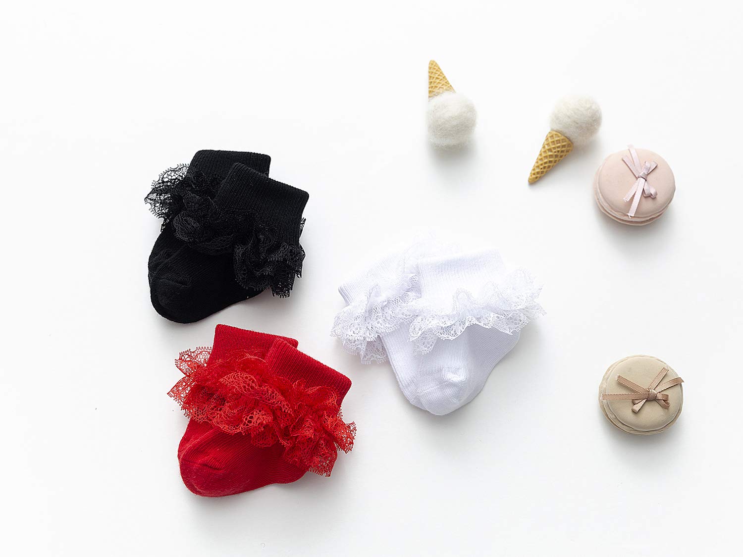 EPEIUS Baby Girls Lace Socks - Eyelet Ruffled Dressy Ankle Socks for Newborn, Infant & Toddler (3/5 Pairs) | Perfect for Special Occasions, Photo Shoots & Everyday Cute Outfits