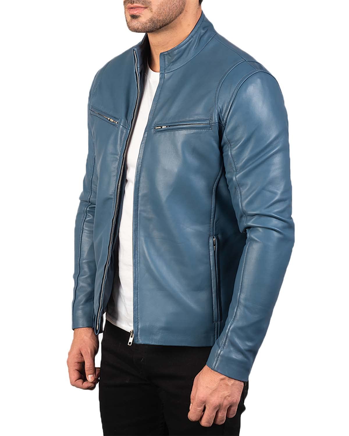 Premium Men's Sheepskin Leather Motorcycle Jacket - The Jacket Maker Ionic Biker Jacket for Riding & Casual Wear | Durable, Stylish & Comfortable for Everyday Use