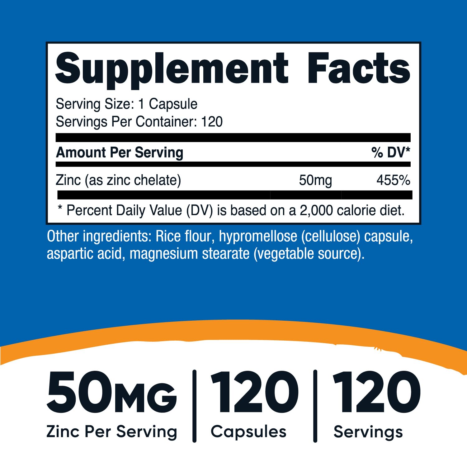 Nutricost Zinc Chelate 50mg, 120 Vegetarian Capsules - Gluten Free, Non-GMO Supplement for Immune Support & Skin Health - Perfect for Daily Wellness Routine & Vegetarian Diet