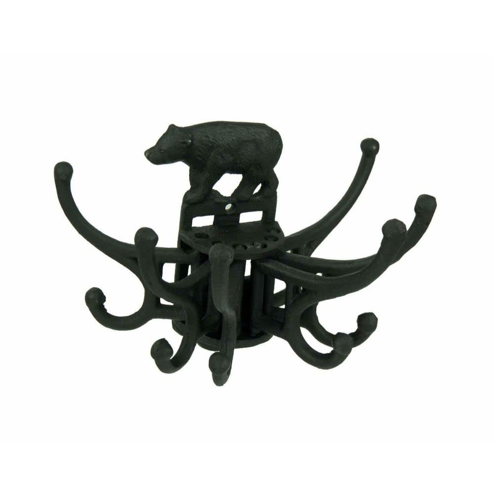 Rustic Black Cast Iron Bear Wall Hook - Heavy Duty Pivoting Coat Hanger for Jackets, Hats & Keys - Perfect for Entryway, Mudroom & Cabin Decor