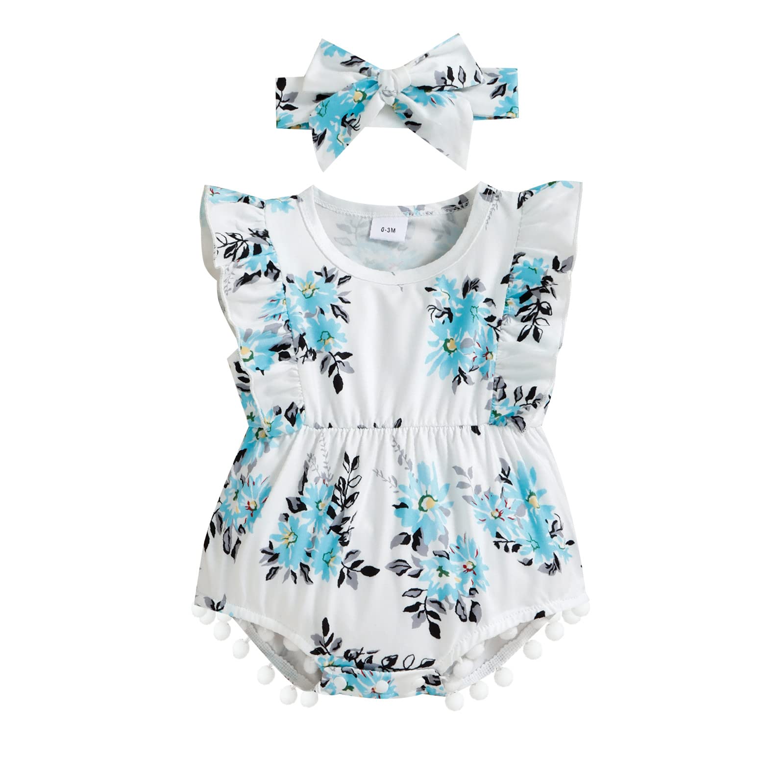 Newborn Baby Girl Clothes - Floral Tassel Romper & Ruffle Sleeveless Onesie Set with Headband | Summer Infant Outfit for Photoshoots, Parties & Special Occasions