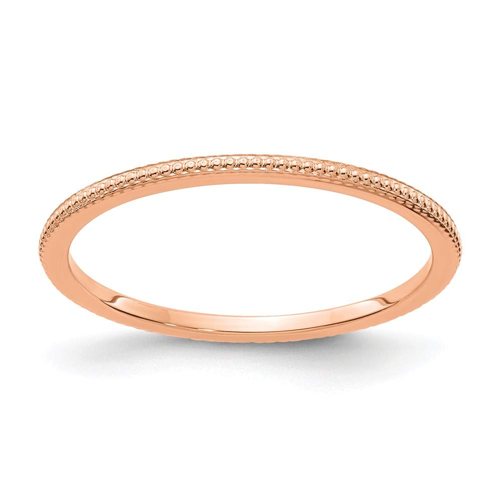 10K Yellow Gold, White Gold, or Rose Gold 1.2mm Bead Stackable Wedding Band Ring - Thin Dainty Stackable Ring for Women, Perfect for Bridal Sets, Anniversary Gifts, or Everyday Wear