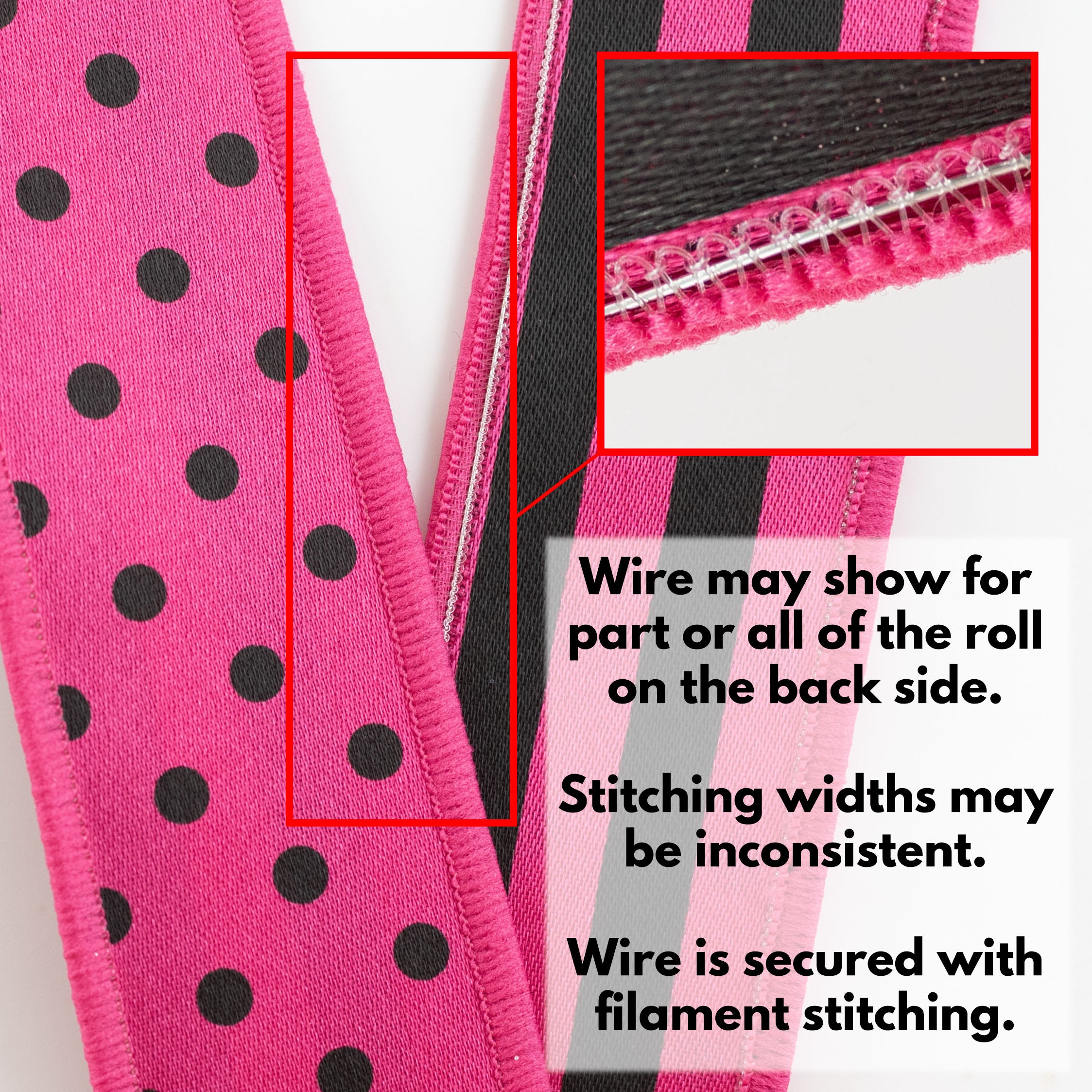 1.5 Inch Double Sided Polka Dot & Stripes Ribbon - Hot Pink & Black Grosgrain Ribbon (10 Yards) for Gift Wrapping, Hair Bows, DIY Crafts & Party Decorations
