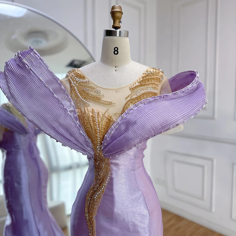 Luxury Designer Mermaid Satin Lilac Evening Dresses for Women - Formal Gowns for Prom, Wedding, Cocktail Party & Special Occasions - LA72902
