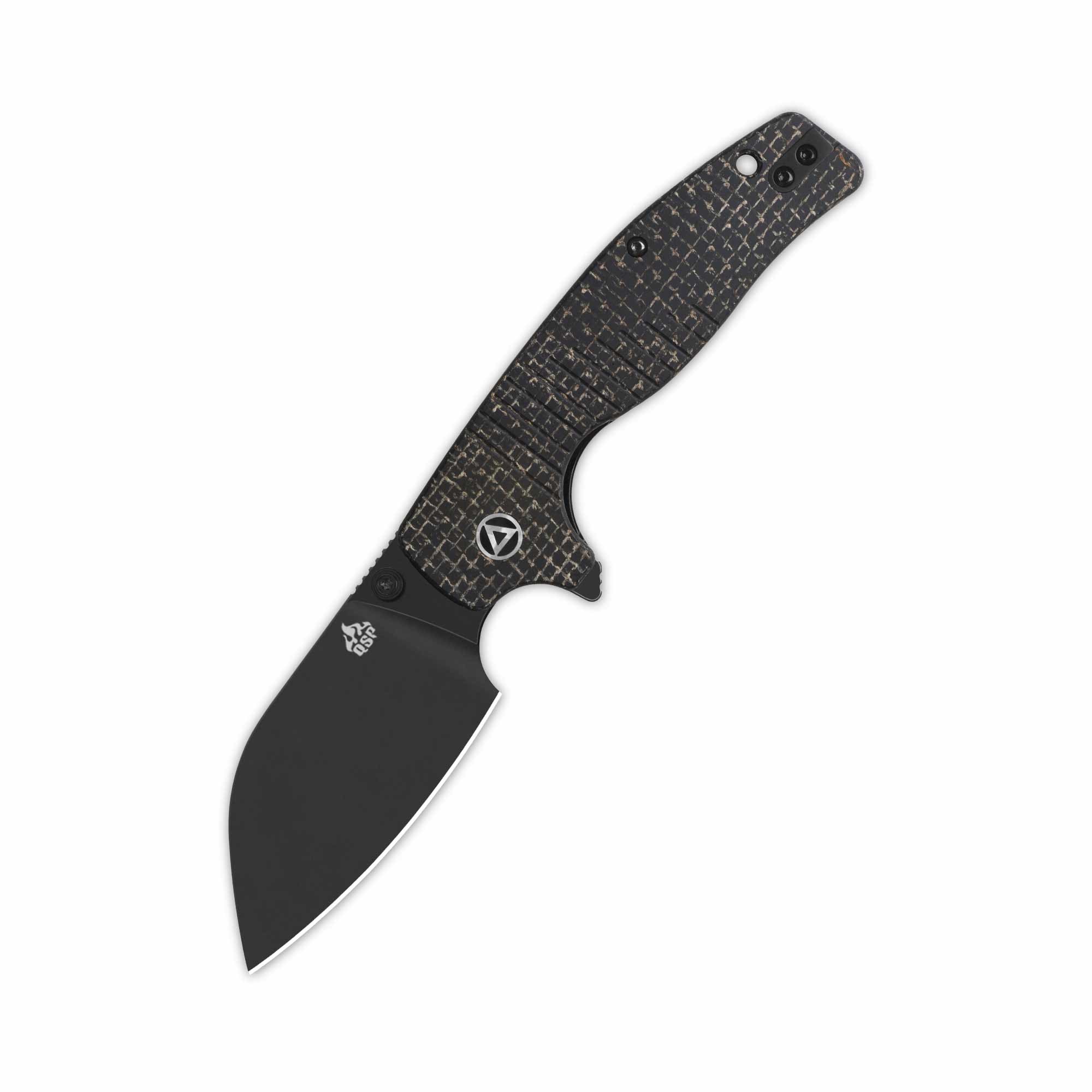 QSP Chefmaster Liner Lock Pocket Knife - 14C28N Stainless Steel Blade with Brown Coarse Micarta Handle - EDC, Camping, Outdoor Survival & Everyday Carry Knife