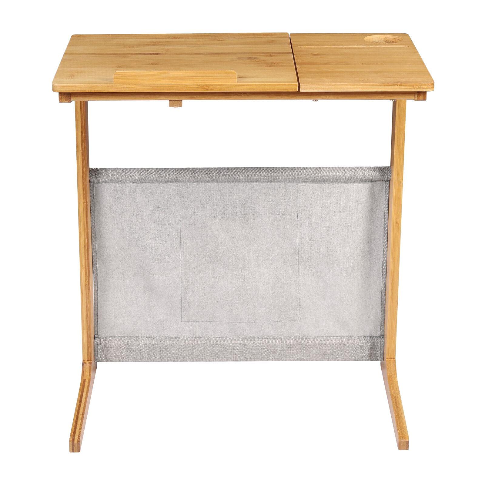 Adjustable C-Shape Overbed Laptop Table - Modern Coffee Side Table with Cooling Pad, Perfect for Sofa, Bed, or Desk Use - Ideal for Working, Reading, and Dining in Comfort