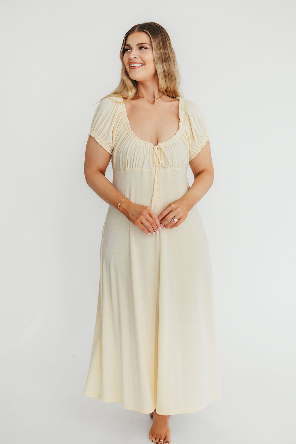 Remi Maxi Dress in Custard - Elegant Flowy Long Dress for Women | Perfect for Summer, Beach, Weddings & Casual Outings