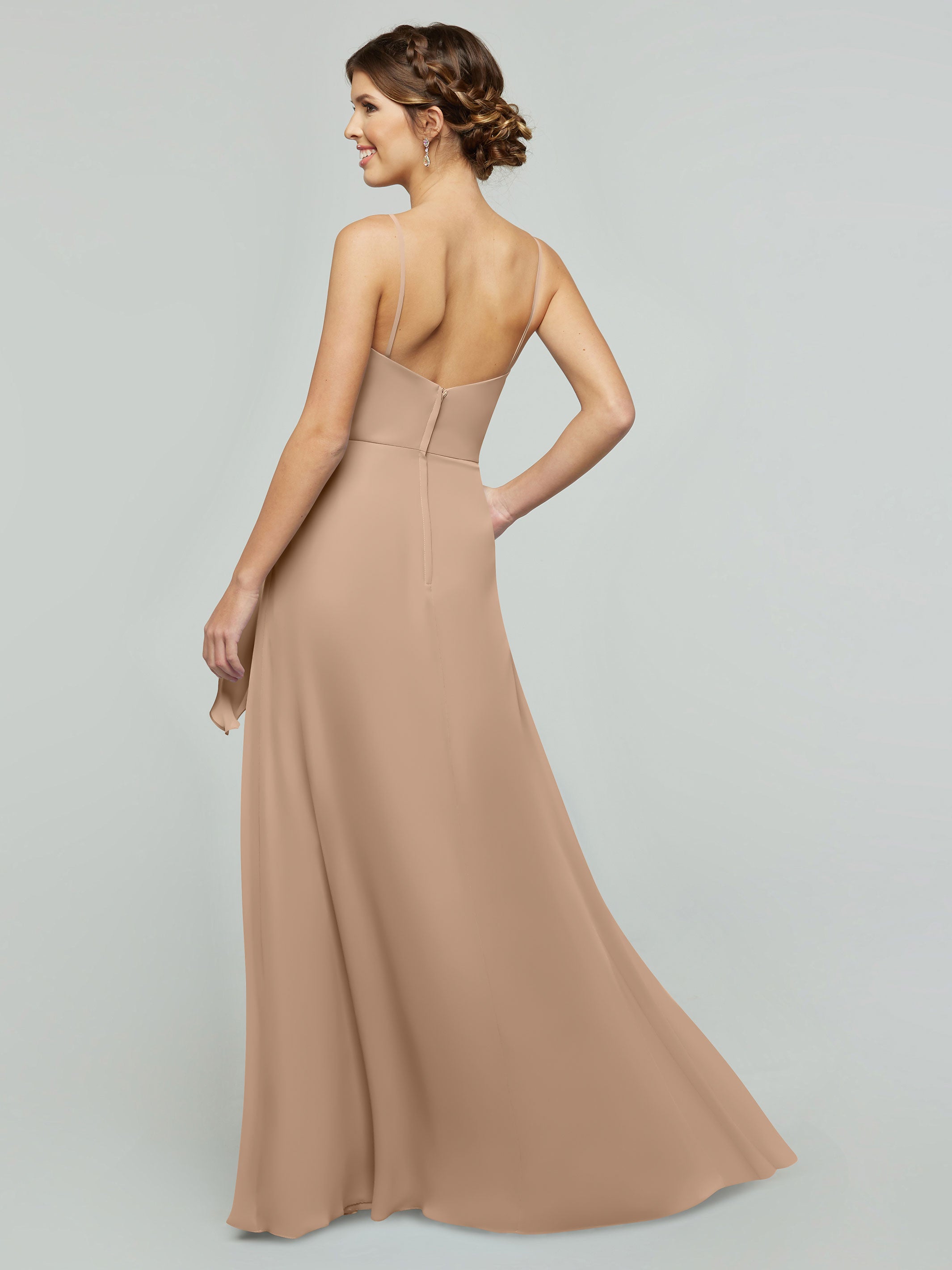 Elegant 80182 Chiffon A-Line Bridesmaid Dress with V-Neck & Spaghetti Straps - Perfect for Weddings, Formal Events & Special Occasions