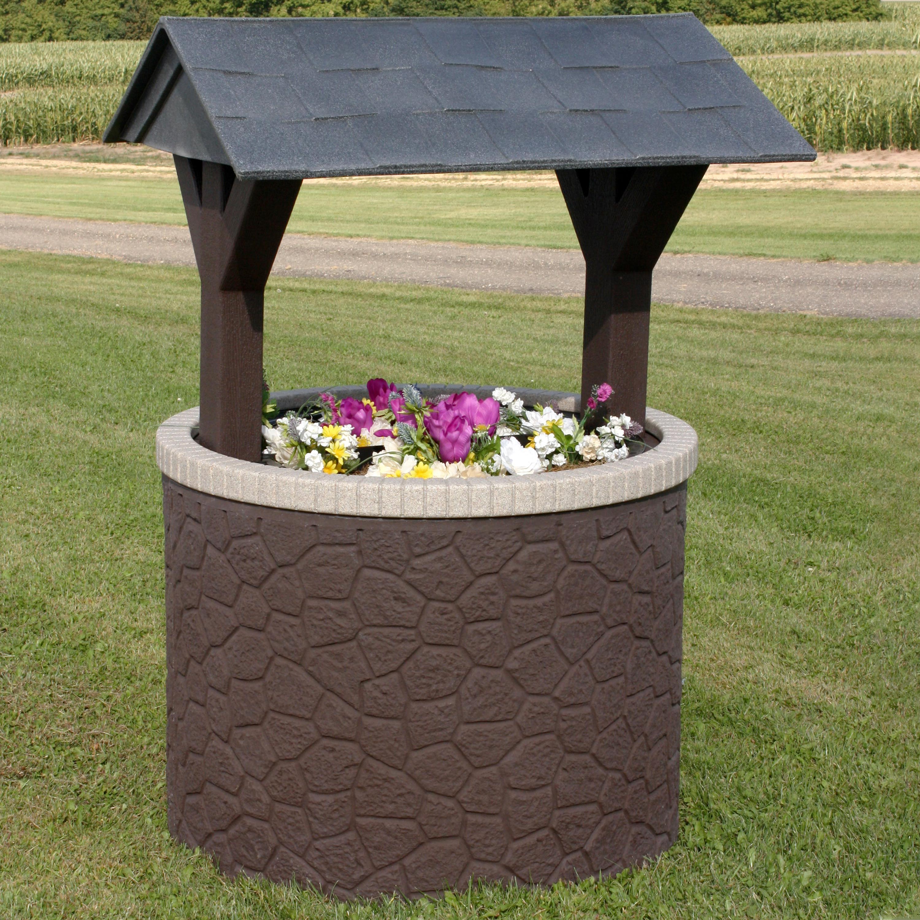 Durable Wishing Well Planter Cover with Base and Roof - Decorative Garden Tank Top for Septic System - Perfect for Outdoor Landscaping, Yard Decor, and Garden Accents